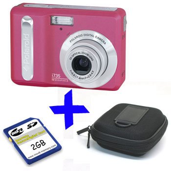 Polaroid i735 Pink Digital Camera 7MP 3xOptical Zoom +2GB +Hard Case Bundle