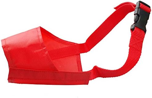 Red New Nylon Dog Care Muzzle,7 Sizes Pink/Blue/Black/Red,Anti-Bite/Bark Adjustable Size : 1