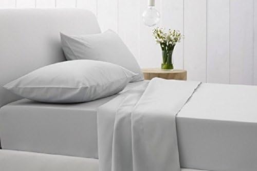 100% Egyptian Cotton 1 Piece Flat Sheet,1 Piece Fitted Sheet (Fits upto 21 to 25 inches Extra Deep Pocket) &amp; 4 Pillow cases Solid Pattern 1200 Thread Count ( King , Silver Grey )