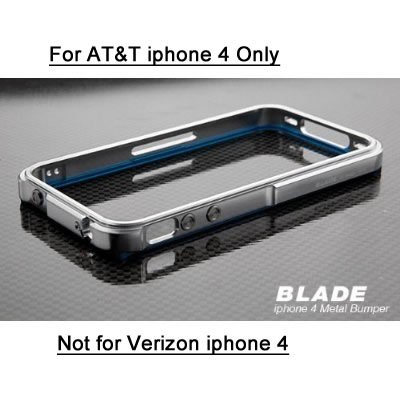 Blade Premium Metal Bumper for Apple iPhone 4 Silver / Blue