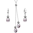 Natural Lavender Isabella Cultured Pearl Drop Rose Lariat and Drop Earrings Set in Platinum Overlay CAREFREE Sterling Silver Natural Lavender Isabella Cultured Pearl Drop Rose Lariat and Drop Earrings Set in Platinum Overlay CAREFREE Sterling Silver