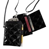 MIAMICA DELUXE GENERATION 2 BLACK QUILTED TRAVEL CROSS BODY BAG NECK ID CASE PDA CELL PHONE BLACKBERRY IPHONE HOLDER WALLET PURSE