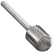 Bassett Cylindrical Solid Carbide Bur, Uncoated (Bright) Finish, Single Cut, Radius End