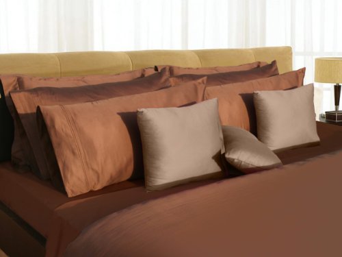 350 Thread Count Egyptian Cotton Sateen Extra Deep Pocket Sheet Set Chocolate Twin CHOCOLATE