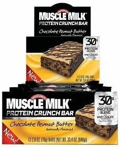 Muscle Milk Protein Crunch Bar, 12 pk, Chocolate Peanut Butter 2.8 oz