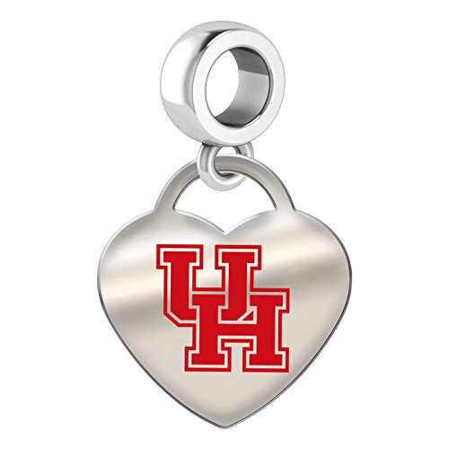 Houston Cougars Sterling Silver Color Heart Dangle