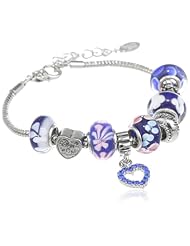 Charmed Feelings Murano Glass Style Beads Mom Charm Bracelet, 7.5" + 1.5" Extender