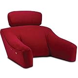 BedLounge Hypoallergenic (Regular Size, Burgundy Velour-Fleece Cover): The Ultimate Back Wedge, Bed Rest, Back Support, Comfort Reading Pillow