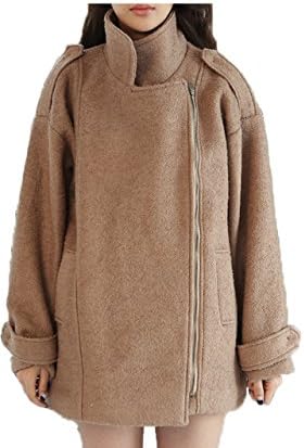 Fassionmap Women Shoulder Strap Zipper Coat