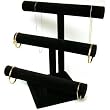 3 Tier Black Velvet T-Bar Bracelet & Necklace Jewelry Display Stands