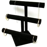 3 Tier Black Velvet T-Bar Bracelet & Necklace Jewelry Display Stands