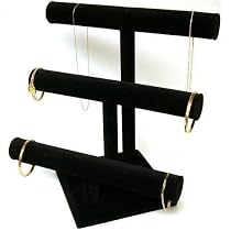 3 Tier Black Velvet T-Bar Bracelet & Necklace Jewelry Display Stands