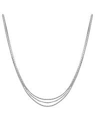 Rhodium-Plated 925 Sterling Silver Triple Strand Cardano Chain