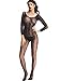 Amoretu Women Floral Pattern Lingerie Fishnet Crotchless Bodystocking Black