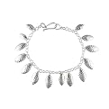 Sterling Silver Leaf Dangle Bracelet - Silver ( 7.5" )