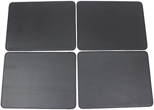 DaoHeng Set of 4 Rectangular Faux Leather Placemats with Round Corner Black