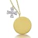 Diamond German Cross and Engrave able Gold Disc Necklace