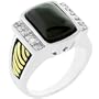 Rectangular Black Onyx 14k Gold Plate and Silver Tone Cable Style Men's Cocktail Ring (Size 5,6,7,8,9,10)