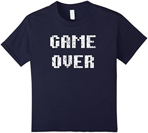 Kids Game Over Retro Gamer Shirt With Distressed Look 12 Navy