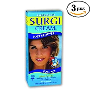 Surgi-cream Hair Remover For Face, 1-Ounce Tubes (Pack of 3)