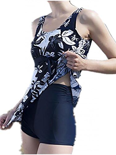 Fourcatz Womens Two Piece Floral Tankini Sets Plus Size Size 2XL US 10-12