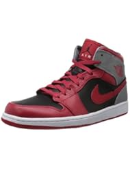 Shoes: Nike Mens Air Jordan 1 Mid Retro Basketball Shoes Fire Red/Cement Grey/Black 554724-603 Size 10.5 - Jordan