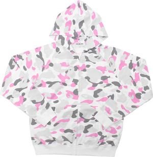Size【M】A BATHING APE(エイプ) 09AWサル迷彩柄鹿の子ジップパーカー 金沢カラー【白】【新品】