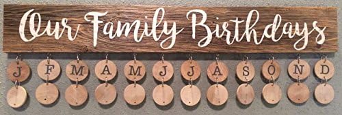 Rustic Family Birthday Calendar, Birthday Board, Natural Wood Finish