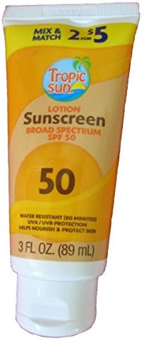 Tropic Sun 50 SPF Lotion Sunscreen, Sunblock, UVA/UVB, Water Resistant