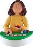Brunette Female Poker Player Christmas Ornament