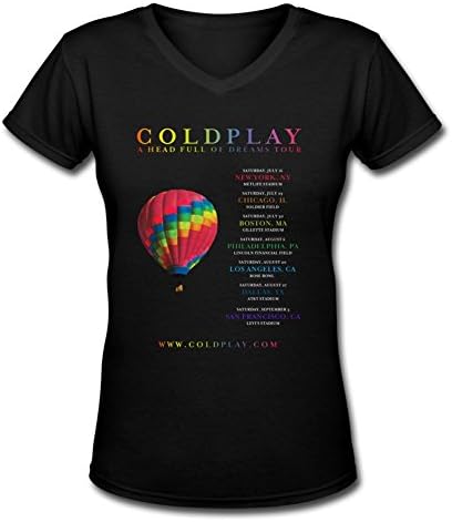Coldplay U.S. Stadium Tour Announced Tshirts HindleyE Womens V-Neck Band Shirts Black L
