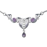 Sterling Silver Celtic Necklace with Natural Amethyst