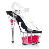 ADORE-708BD, 6 1/2'' Platform Slide Clear/Neon Coral Size 10