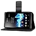 kwmobile Case Compatible with Sony Xperia E - Wallet Case PU Leather Flip Phone Cover with Card Holder Slots - Black
