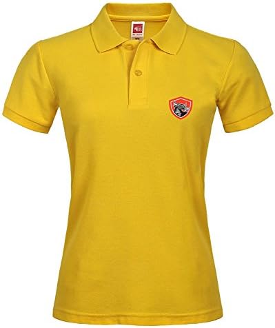 Women Outdoor Sport Wear Angry Bull Head Shield Retro Large Polo Shirt Factory Direct Sale Yellow Color