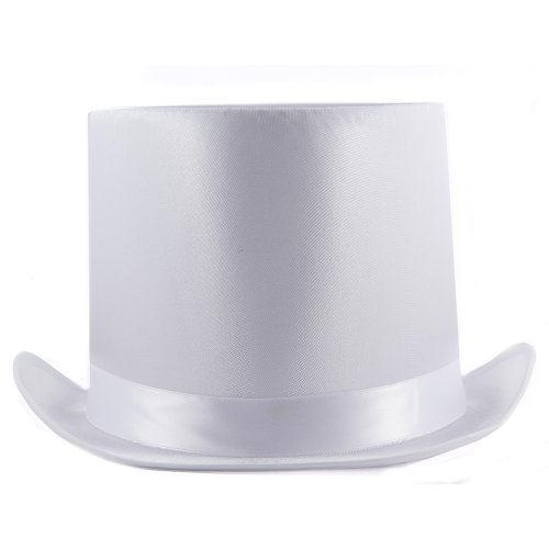HMS Satin Tall Top Hat, White, One Size