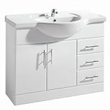 1050mm Rigid White Gloss Vanity Unit with Ceramic Basin, FREE Tap and Waste