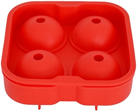 Flyager Ice Ball Maker Mold-silicone Ice Tray 1.6*1.8inch Round Ice Ball Spheres (Red)
