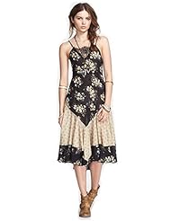 Cotton/Viscose Square Neck Sleeveless Lace-Up Pleated Floral Print  Dress