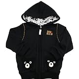 ダブルＢ　DOUBLE.B (mikihouse) 編みベアつきパーカー 120cm 黒(05)