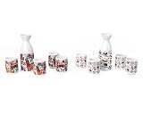 Sushi Character Japanese Sake Set with Bottle and Four Cups