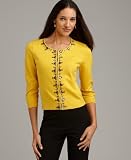 Style&co. Sweater, Glass Bead Cardigan Golden Field M