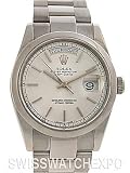 Rolex Mens White Gold President Black Mother Of Pearl Dial Fluted Bezel
