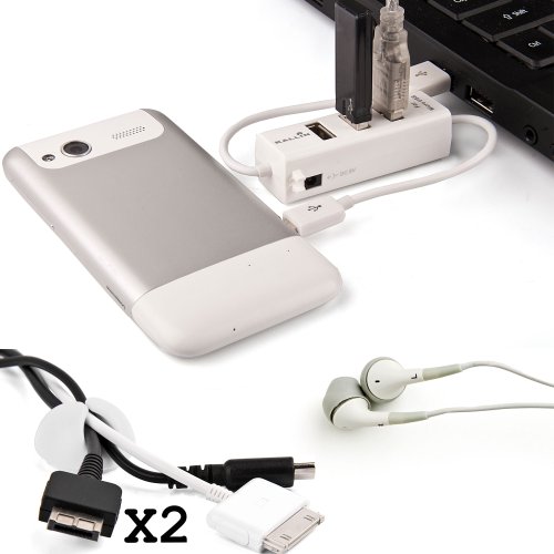 Expert Ways to Help Organize Your Acer Aspire S Office Desk Court with 3 Port White USB 2.0 HUB + White Endless 3.5mm Jack Headphones, Compact Retractable String Mini Mouse and x2 White Cable Organizers!