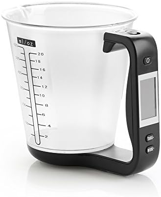 WeighX MC102 Digital Measuring Cup Scale oz ml g lb CUP 0.1g to 1kg LCD Backlit Easy to Disassemble Clean Accumulate Weigh Scale Volume Weight Water Milk Flour Honey Fluid Oil Tare Overweight (Black)