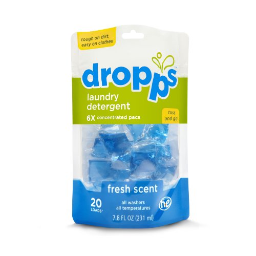 best clothes washing detergent:Dropps Laundry Pacs, Fresh Scent, 20-load pouch (pack of 3)