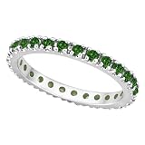 Tsavorite Eternity Stackable Ring Guard in 14K White Gold by Morris and David