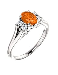 Platinum 7.00x5.00mm Oval Cut Mexican Fire Opal and Diamond Ring -- LIFETIME WARRANTY