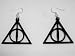 Black Satin Harry Potter Deathly Hallows Wooden Earrings
