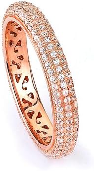Sterling Silver Eternity Pave Cz Band With Rose Gold Plating, Size 7